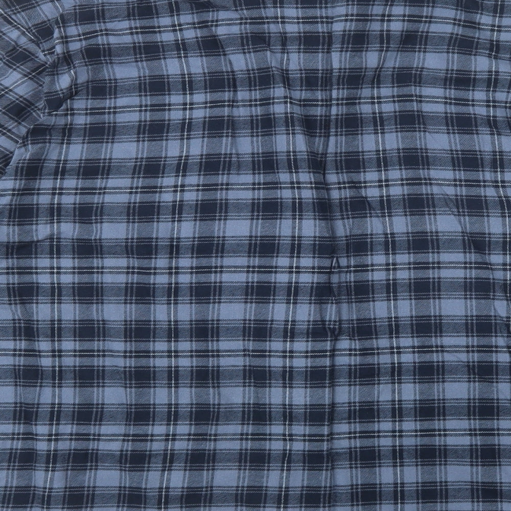 Marks and Spencer Mens Blue Plaid Cotton Pyjama Top Size XL Button