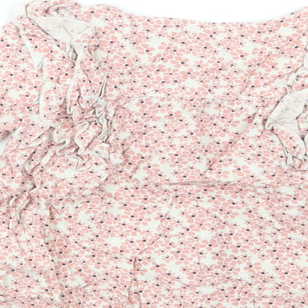 Marks Baby Pink Floral Viscose Basic Button-Up Size 18-24 Months Round Neck Button