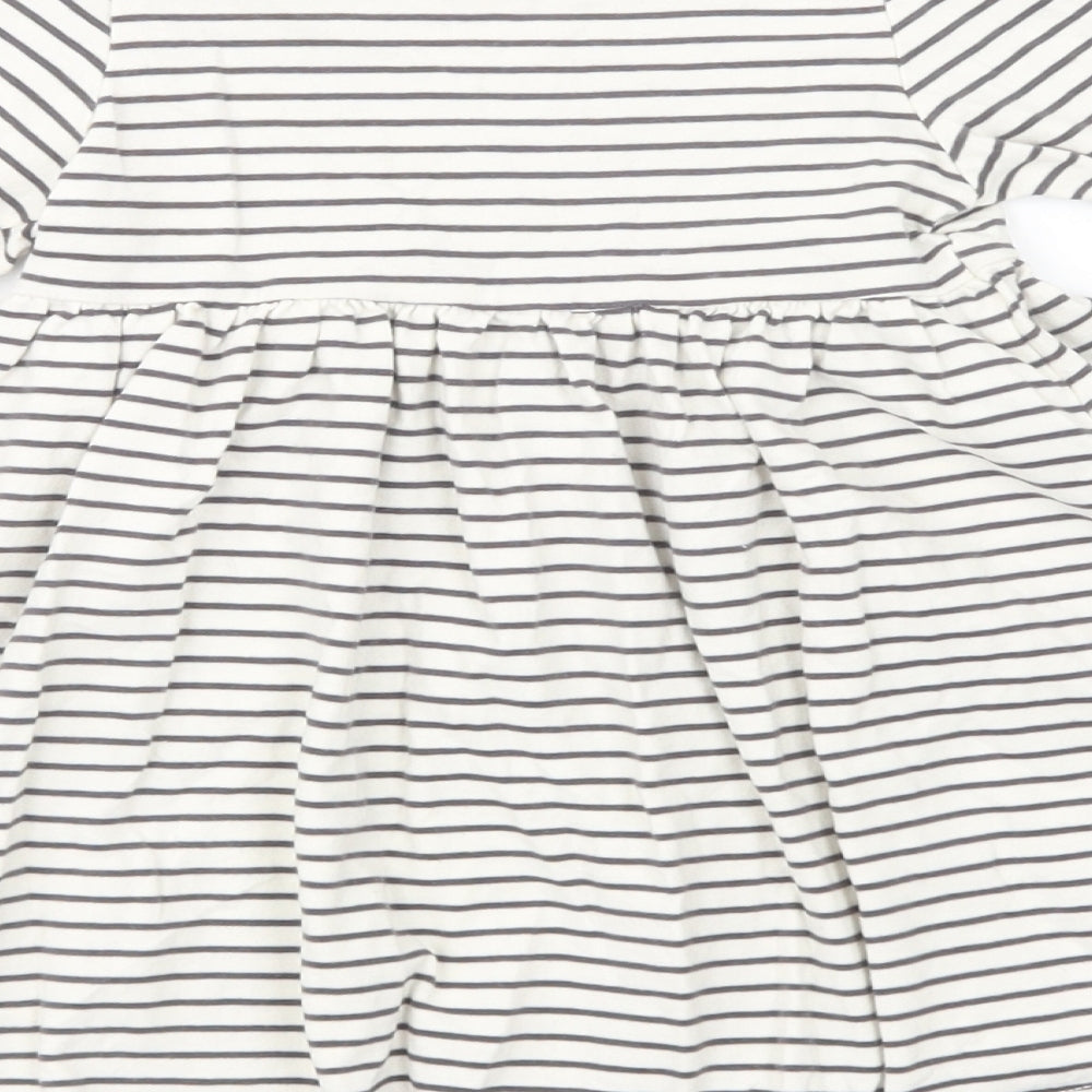 Marks & Spencer Baby White Striped Cotton Fit & Flare Size 12-18 Months Crew Neck Pullover