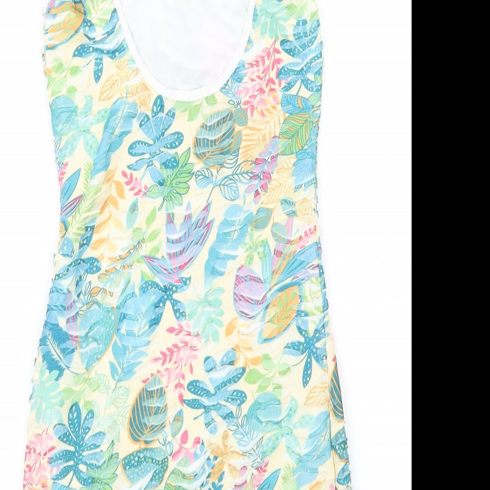 Quiz Womens Multicoloured Floral Polyester Bodycon Size 8 Scoop Neck Pullover