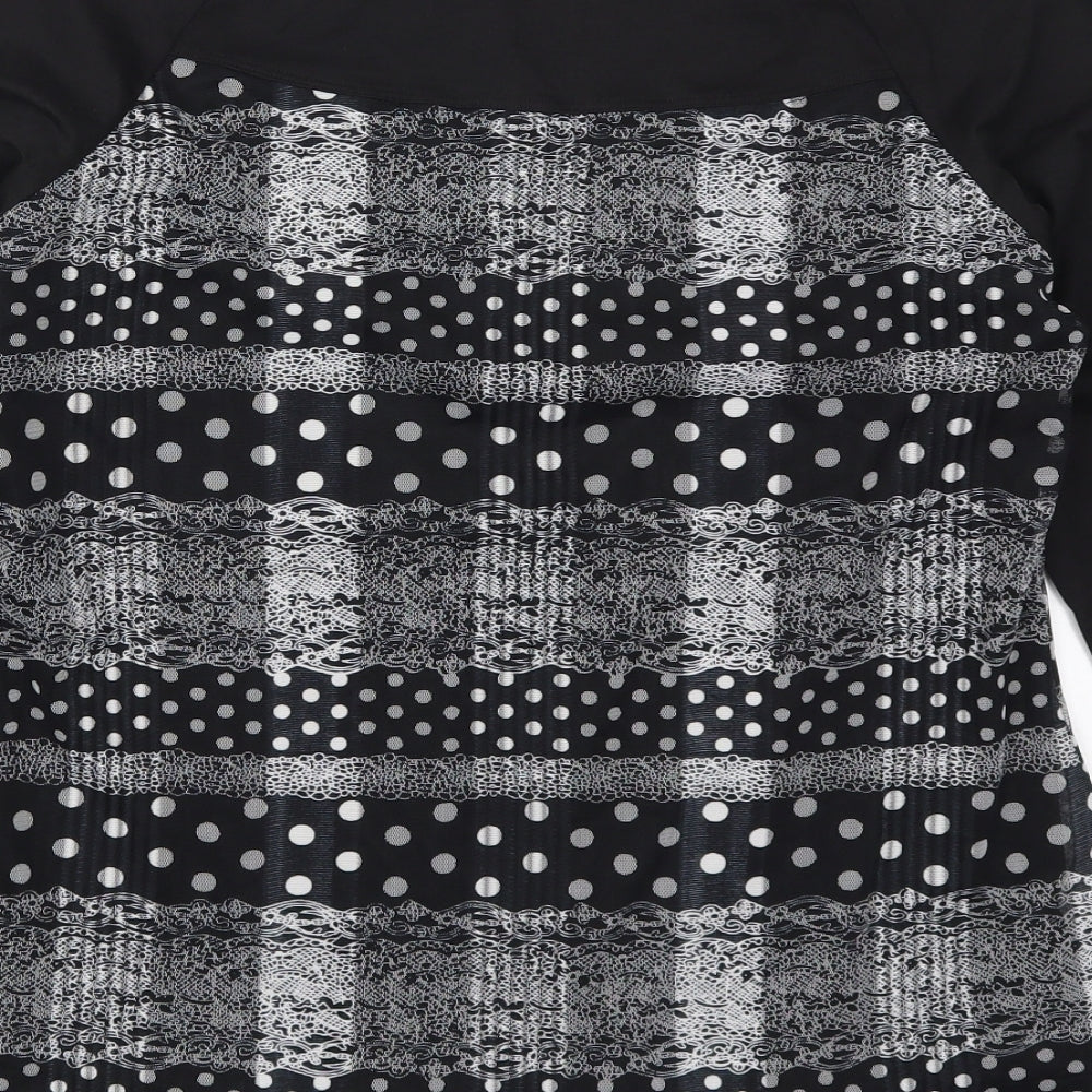 Squises Womens Black Polka Dot Cotton Basic T-Shirt Size 12 V-Neck