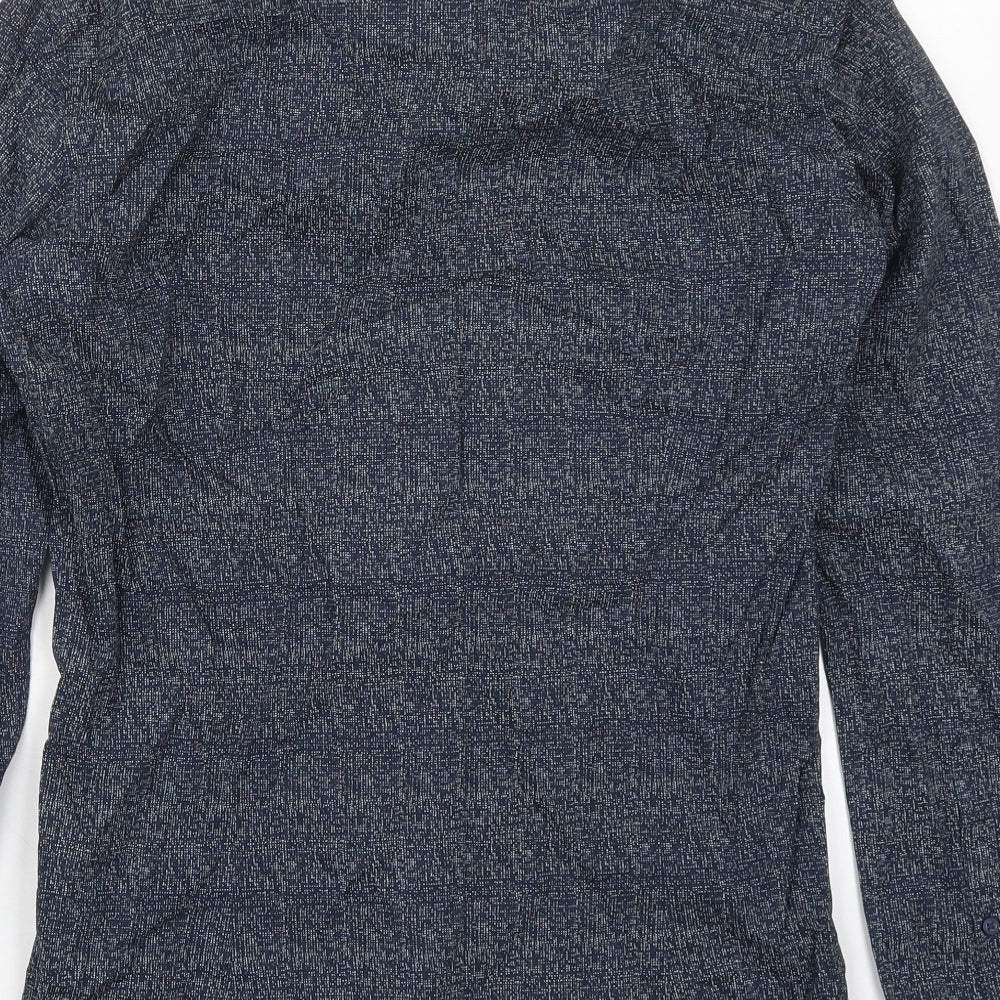 Cedarwood State Mens Blue Geometric Cotton Button-Up Size 14.5 Collared Button