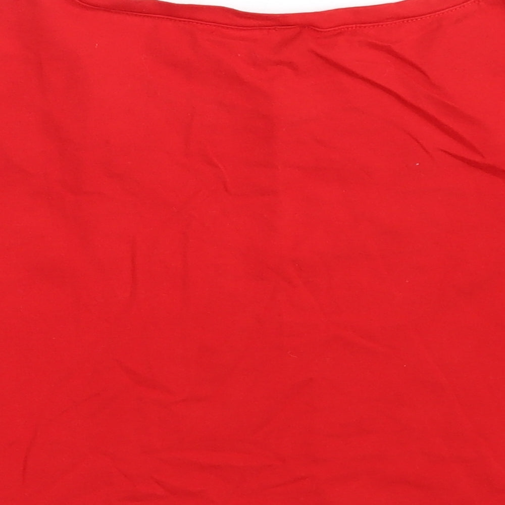 Morango Womens Red 100% Cotton Cropped T-Shirt Size S Round Neck - COOL