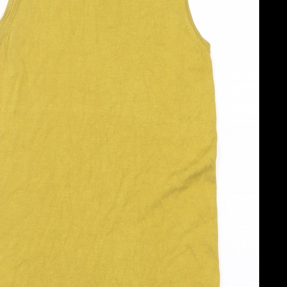 F&F Womens Yellow Viscose Basic Tank Size 8 High Neck