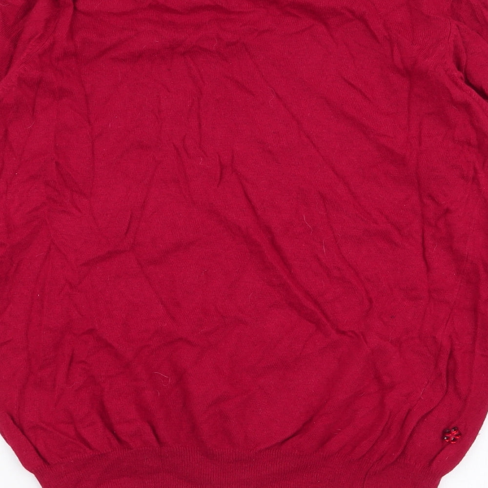 Isle Womens Red Round Neck Nylon Pullover Jumper Size M