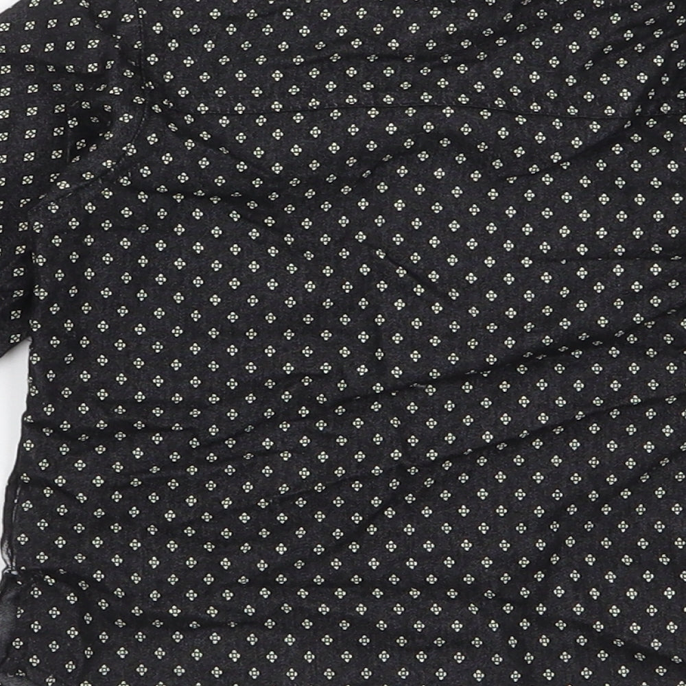 Hero Stars Boys Black Geometric Cotton Basic Button-Up Size 6-9 Months High Neck Button