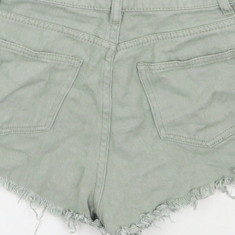 SheIn Womens Green Cotton Hot Pants Shorts Size S L3 in Regular Zip
