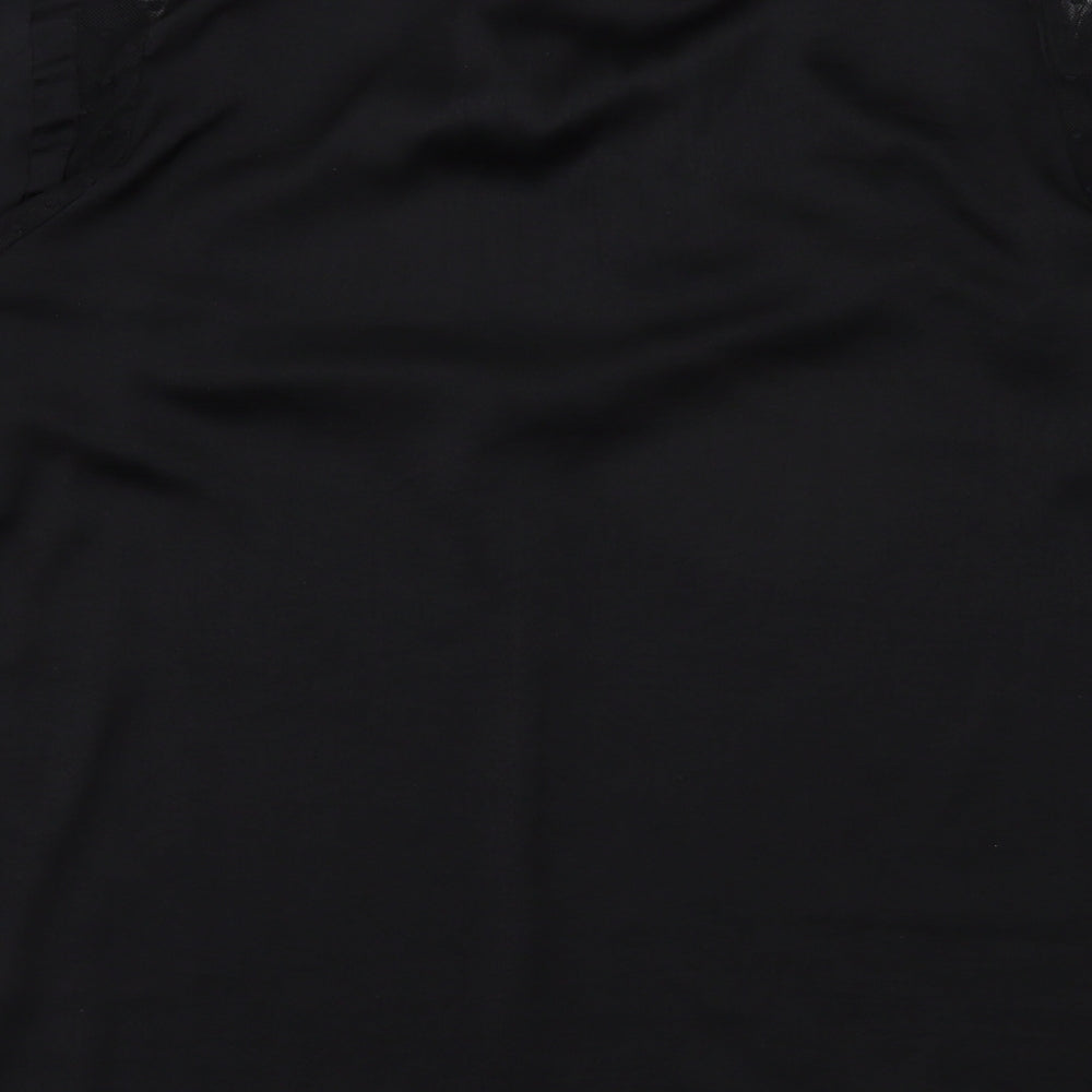 Preworn Womens Black Polyester Basic Blouse Size L Round Neck