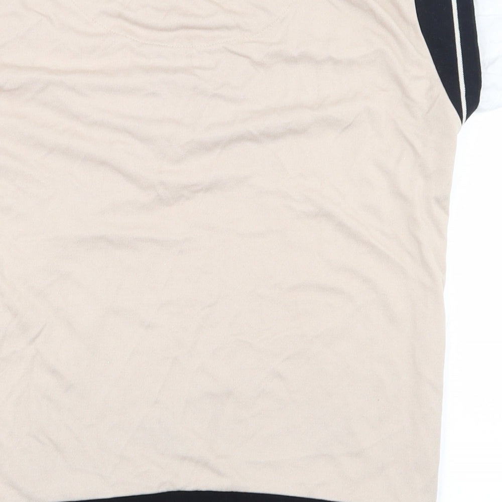 Gallery Womens Beige Viscose Ringer T-Shirt Size 10 Round Neck - layered