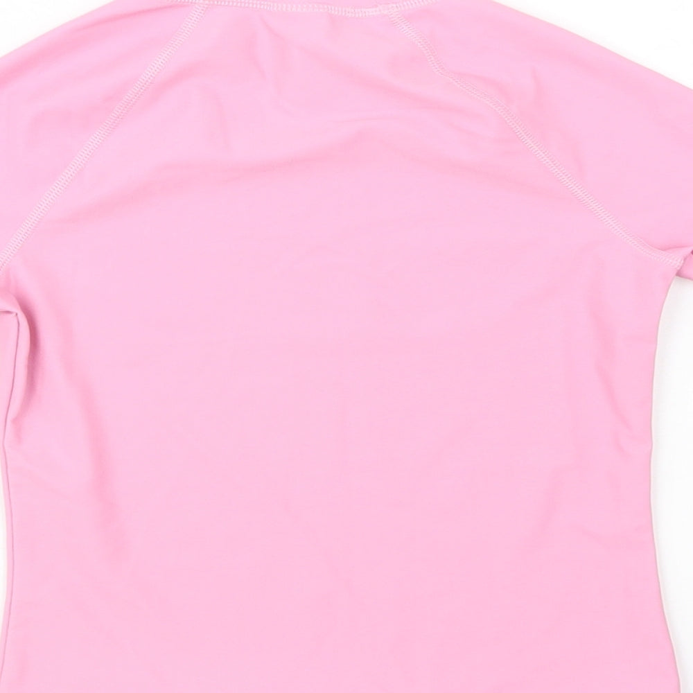 Marks Girls Pink Polyamide Pullover T-Shirt Size 6-7 Years Mock Neck Pullover