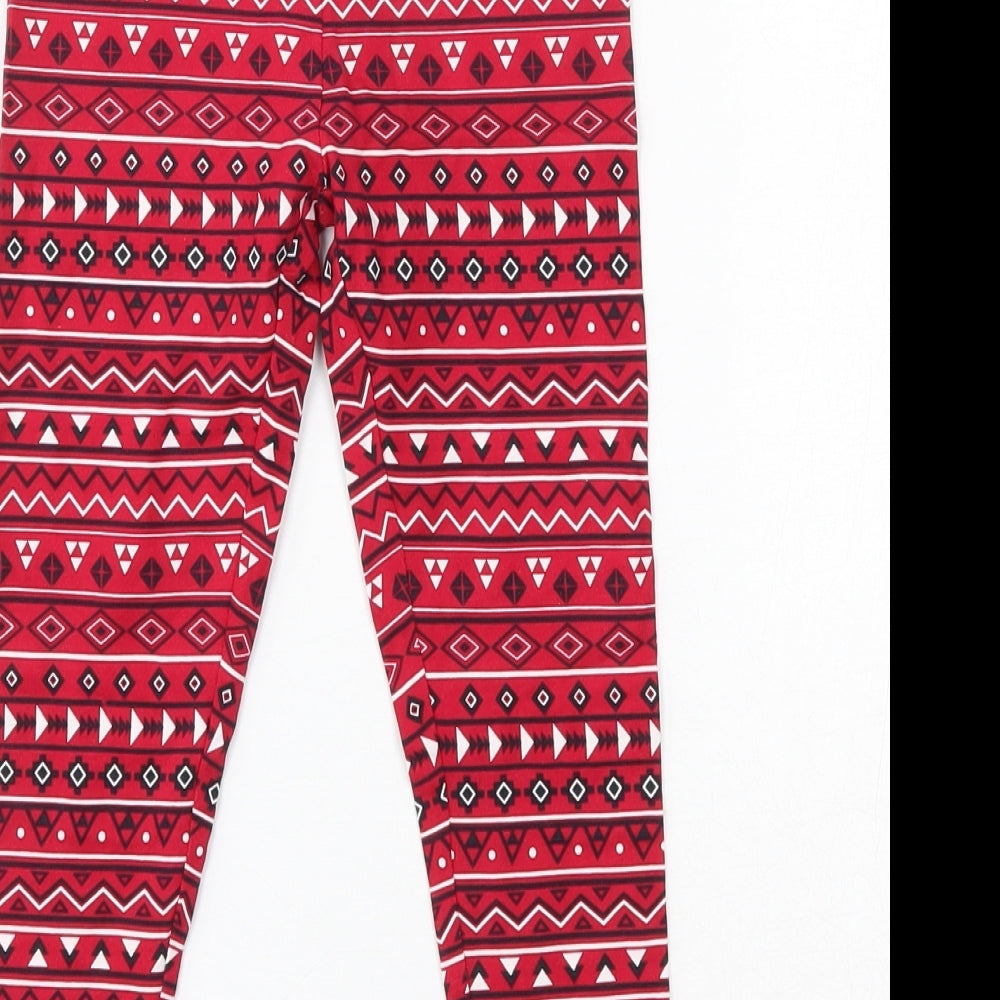 St Bernard for Dunnes stores Girls Red Geometric Cotton Jogger Trousers Regular - Leggings