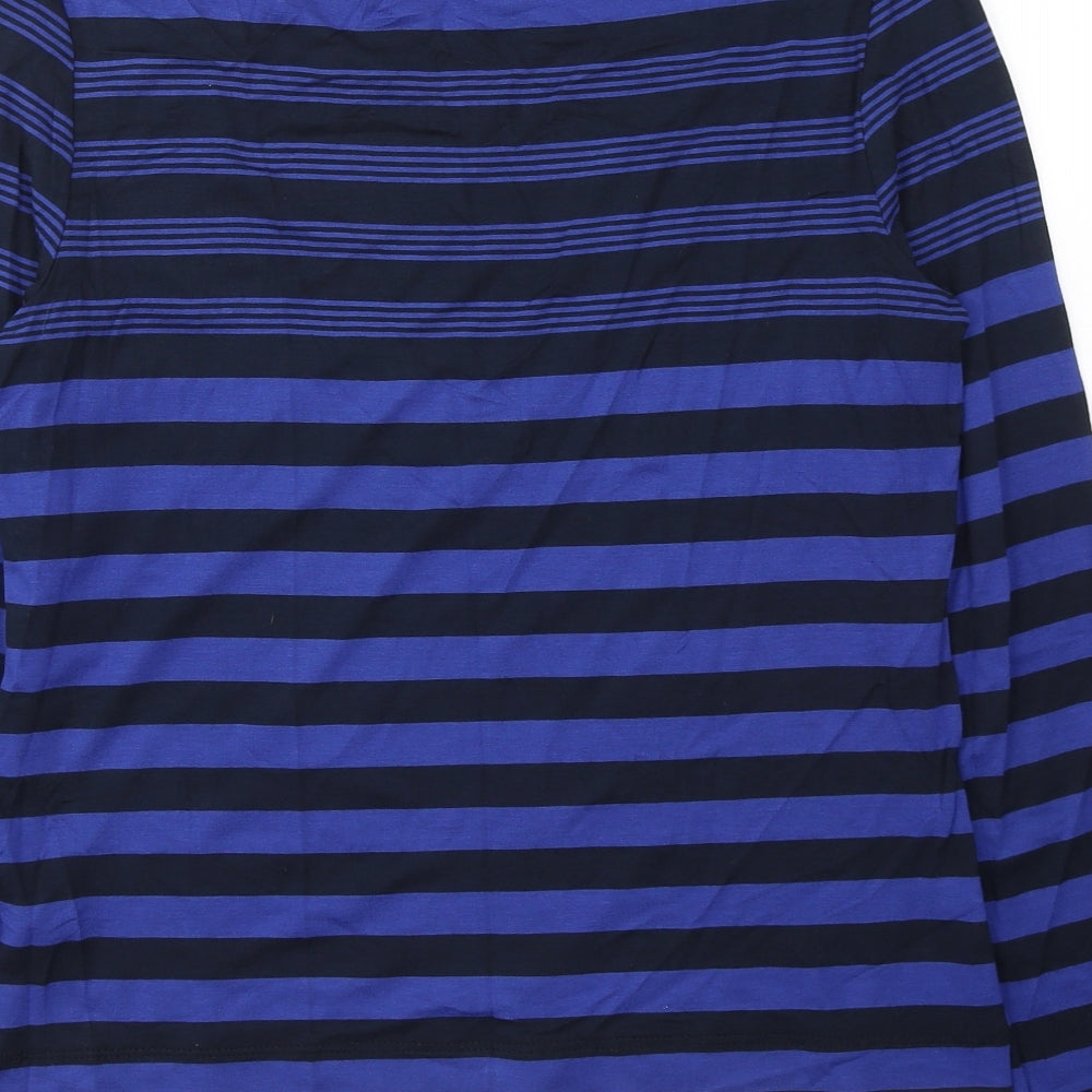 Betty Barclay Womens Blue Striped Viscose Basic Blouse Size 12 Round Neck