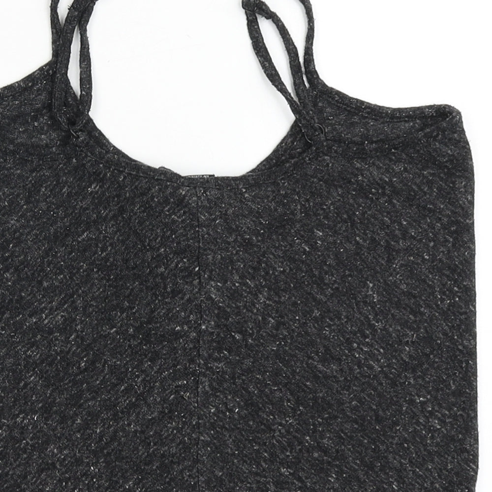 FACTORIE Womens Grey Polyester Cropped T-Shirt Size S Round Neck