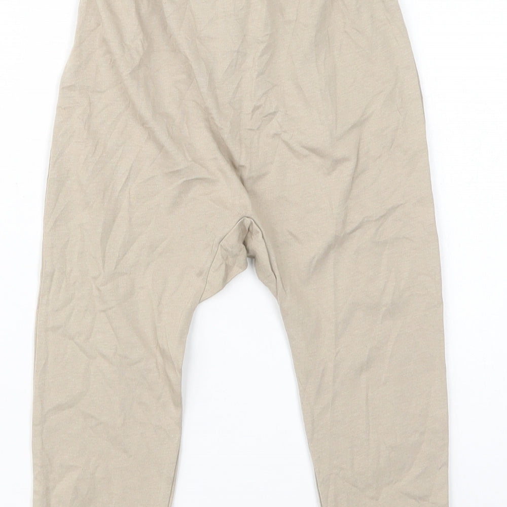 H&M Girls Beige Cotton Jogger Trousers Size 2-3 Years Regular Drawstring