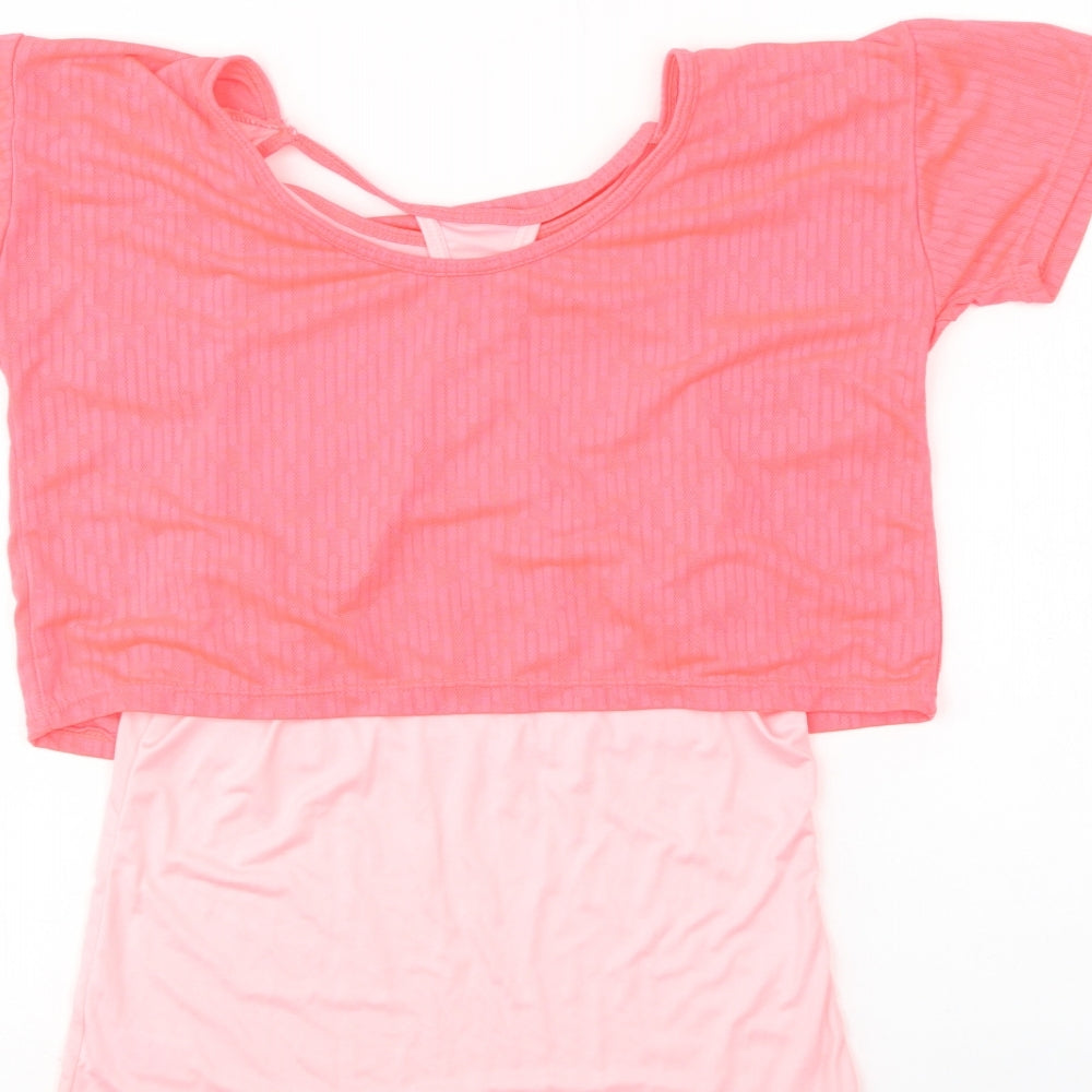 Dunnes Stores Womens Pink Polyester Basic T-Shirt Size M Crew Neck - Change The World