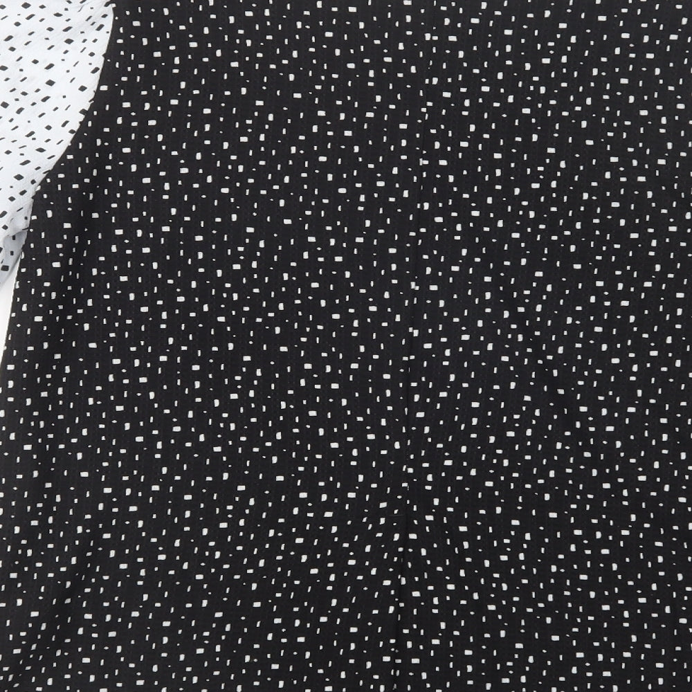 NEXT Womens Black Geometric Polyester Basic Blouse Size 12 Boat Neck