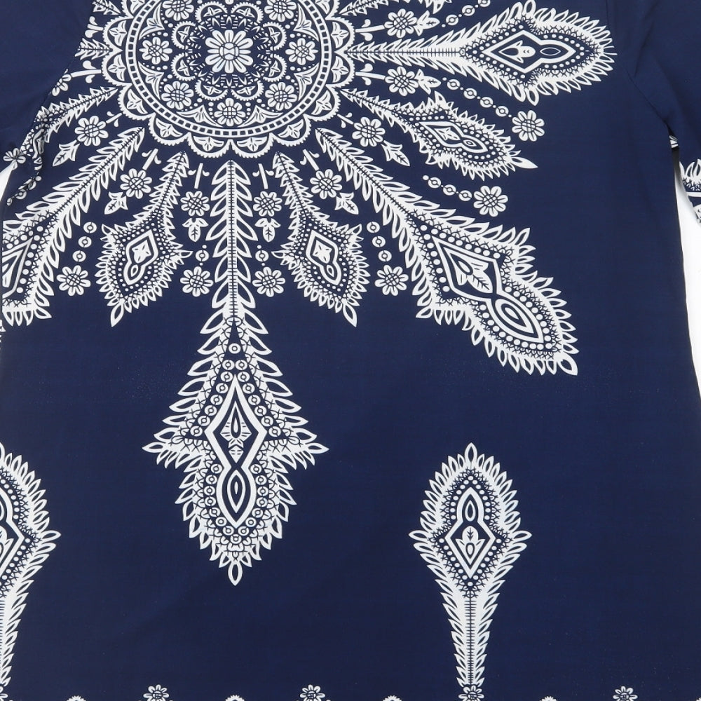 TG Womens Blue Paisley Polyester Shift Size 14 Crew Neck Pullover
