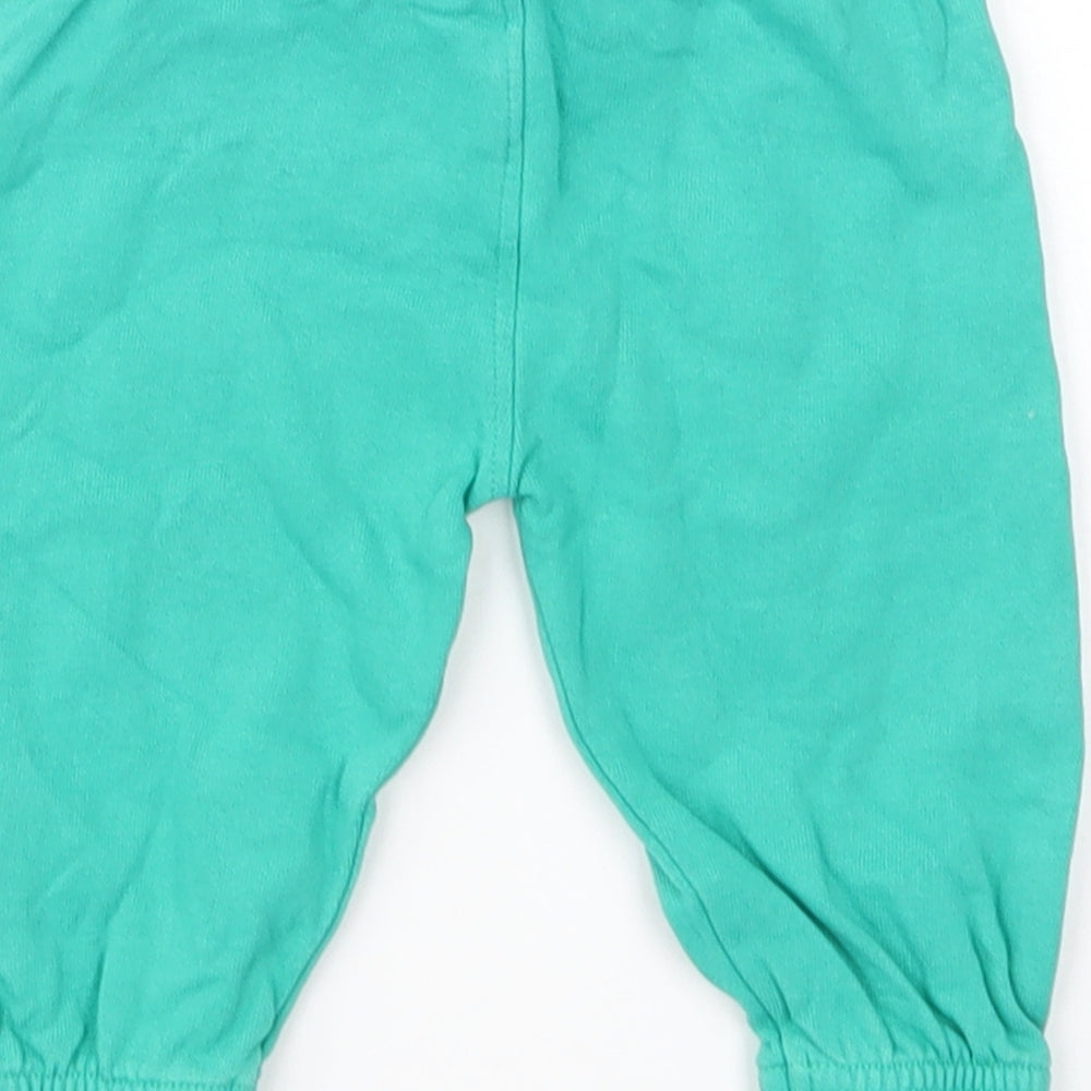 F&F Baby Green Cotton Jogger Trousers Size 3-6 Months Drawstring