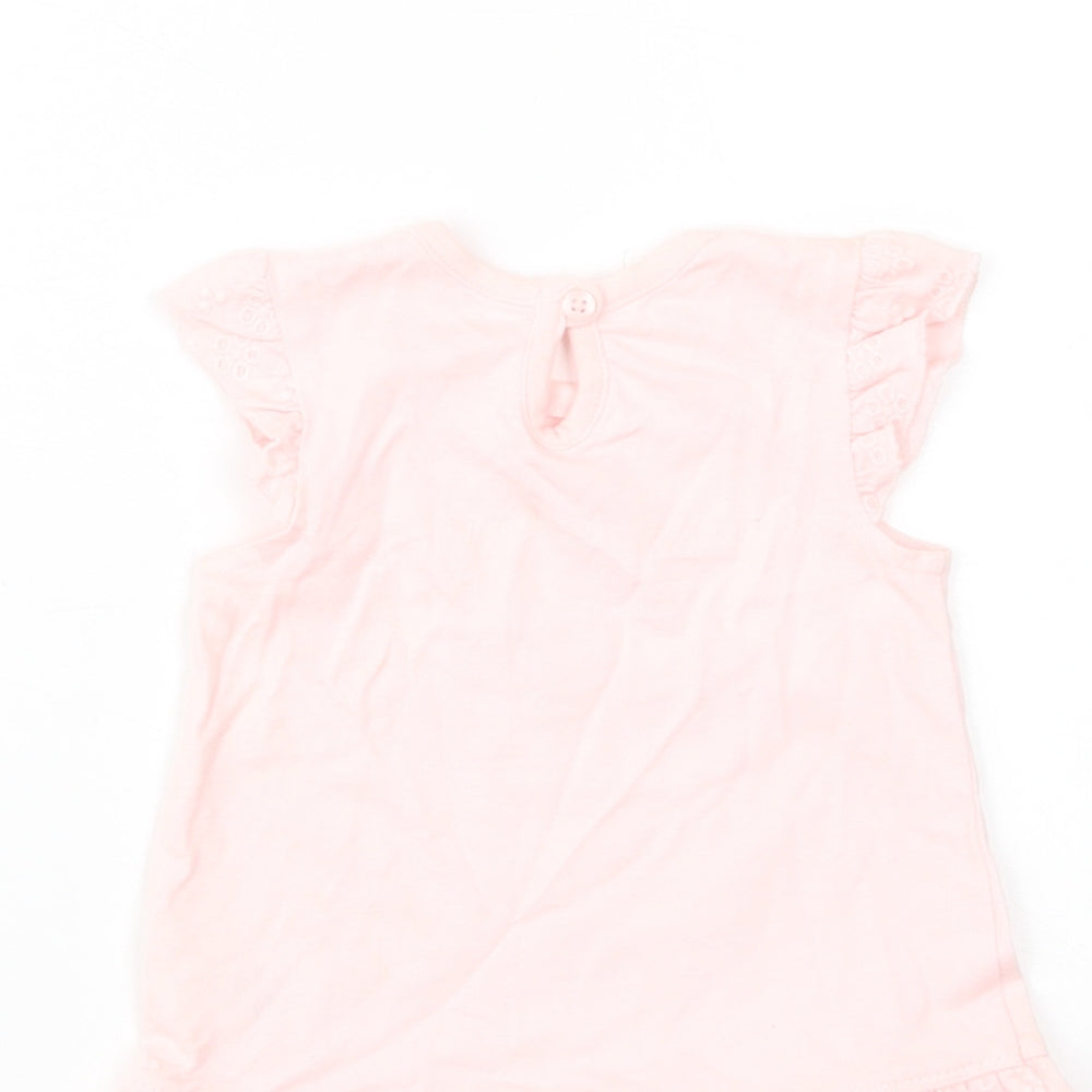 George Baby Pink Cotton Basic Blouse Size Newborn Crew Neck Button - Little Wonderful One
