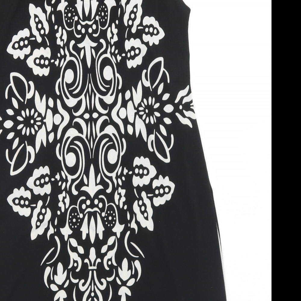 PussyCat Womens Black Polyester Tunic Blouse Size S Round Neck