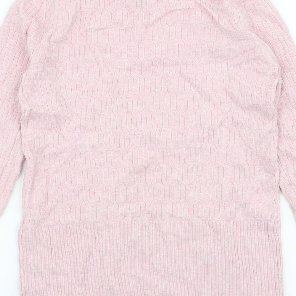 Marks & Spencer Womens Pink High Neck Viscose Pullover Jumper Size 8