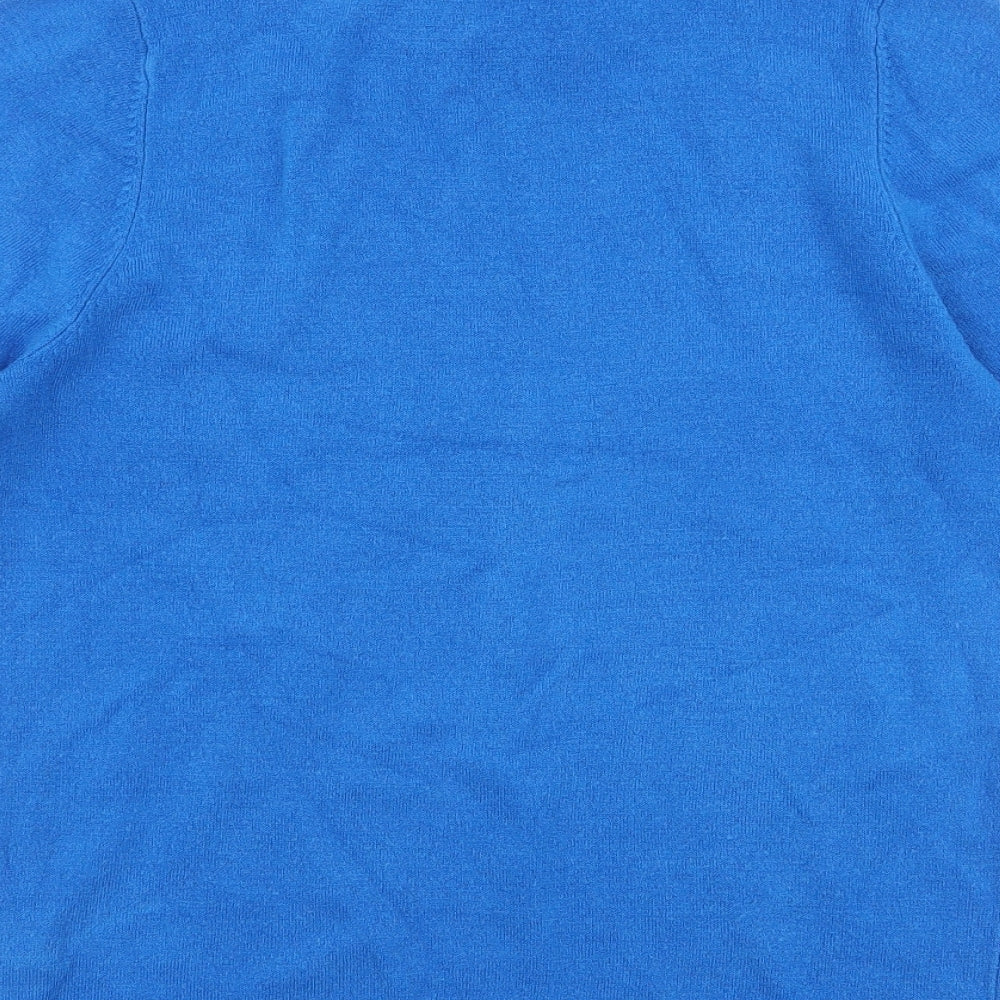 Marks & Spencer Womens Blue High Neck Acrylic Pullover Jumper Size 8