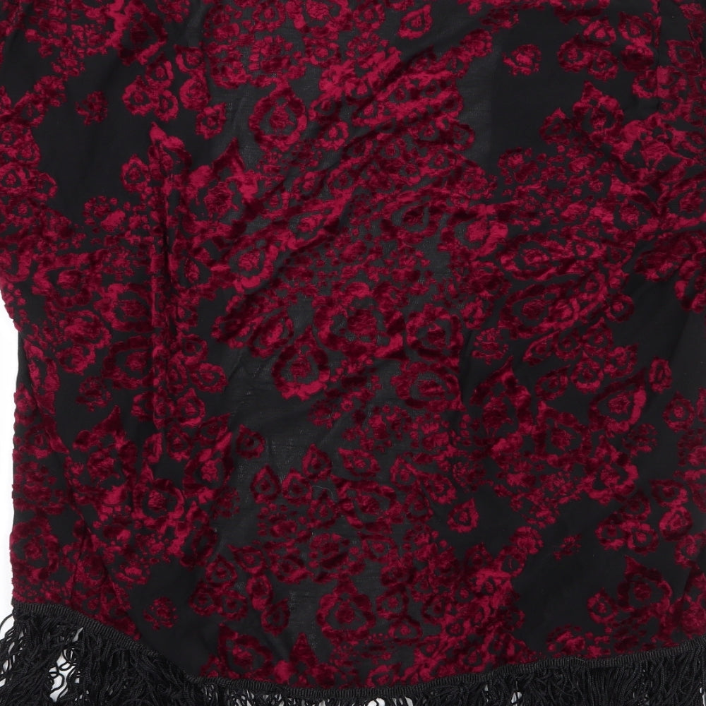 Atmosphere Womens Red V-Neck Floral Polyester Cardigan Jumper Size XS