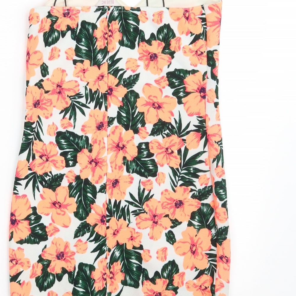 Blue Inc Womens Multicoloured Floral Polyester Bodycon Size 12 V-Neck