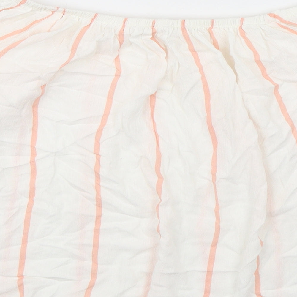 Miss Selfridge Womens Multicoloured Striped Viscose Basic Blouse Size 14 Boat Neck