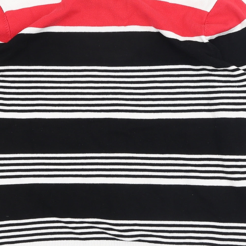 Gerard Womens Black Round Neck Striped Polyester Pullover Jumper Size 12
