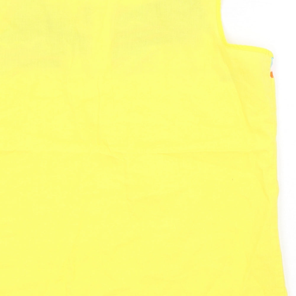 Slimma Womens Yellow Geometric Viscose Basic Tank Size 10 Square Neck