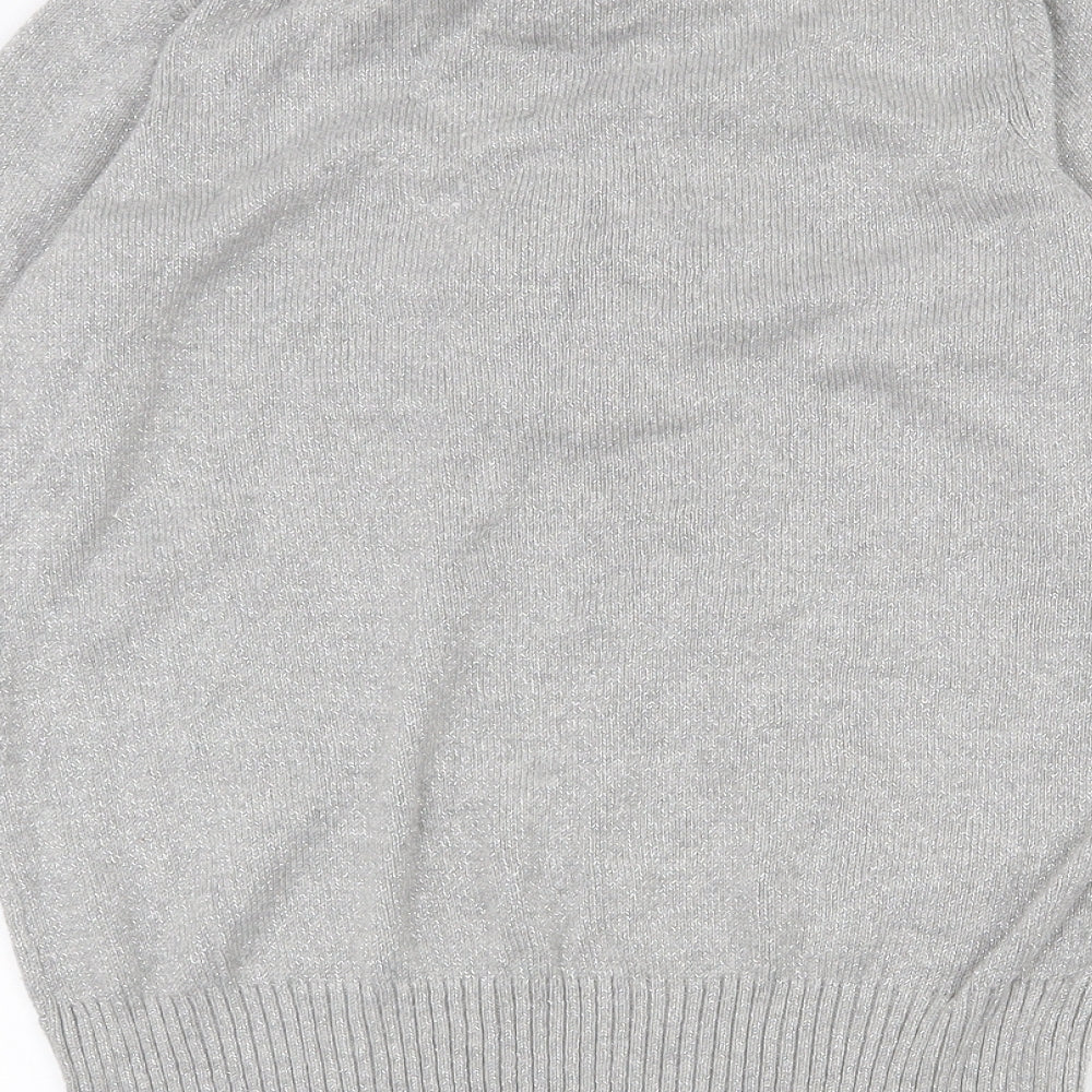 SOHO Womens Grey V-Neck Cotton Pullover Jumper Size 10