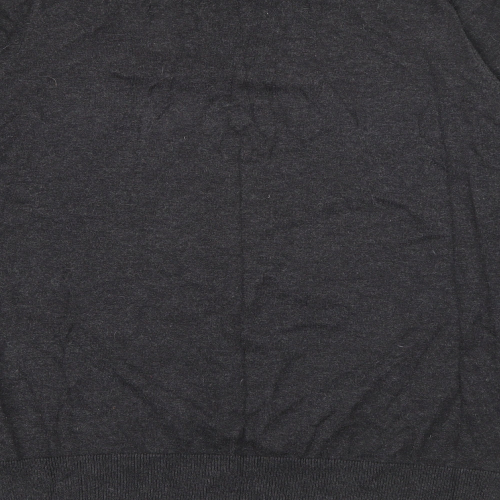 Marks & Spencer Mens Grey V-Neck Cotton Pullover Jumper Size M