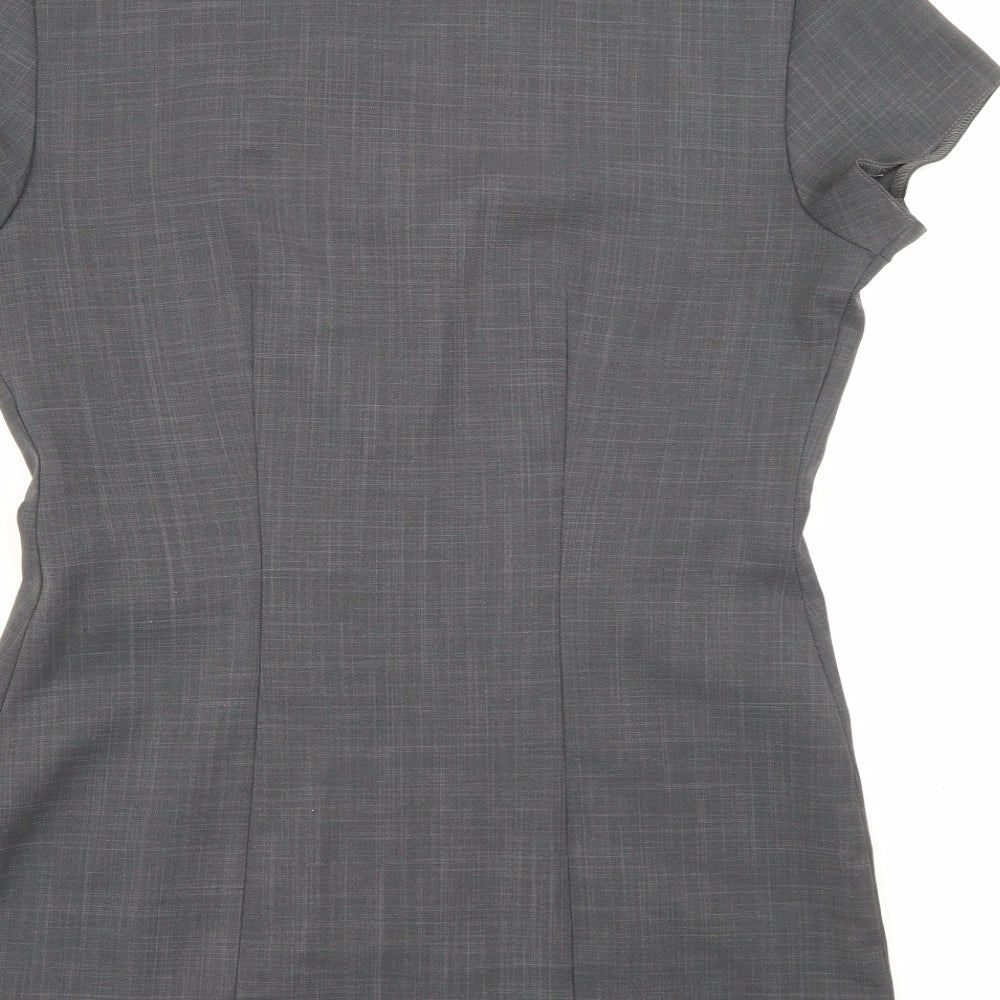 Florenceroby Womens Grey Polyester Basic Button-Up Size 8 Square Neck