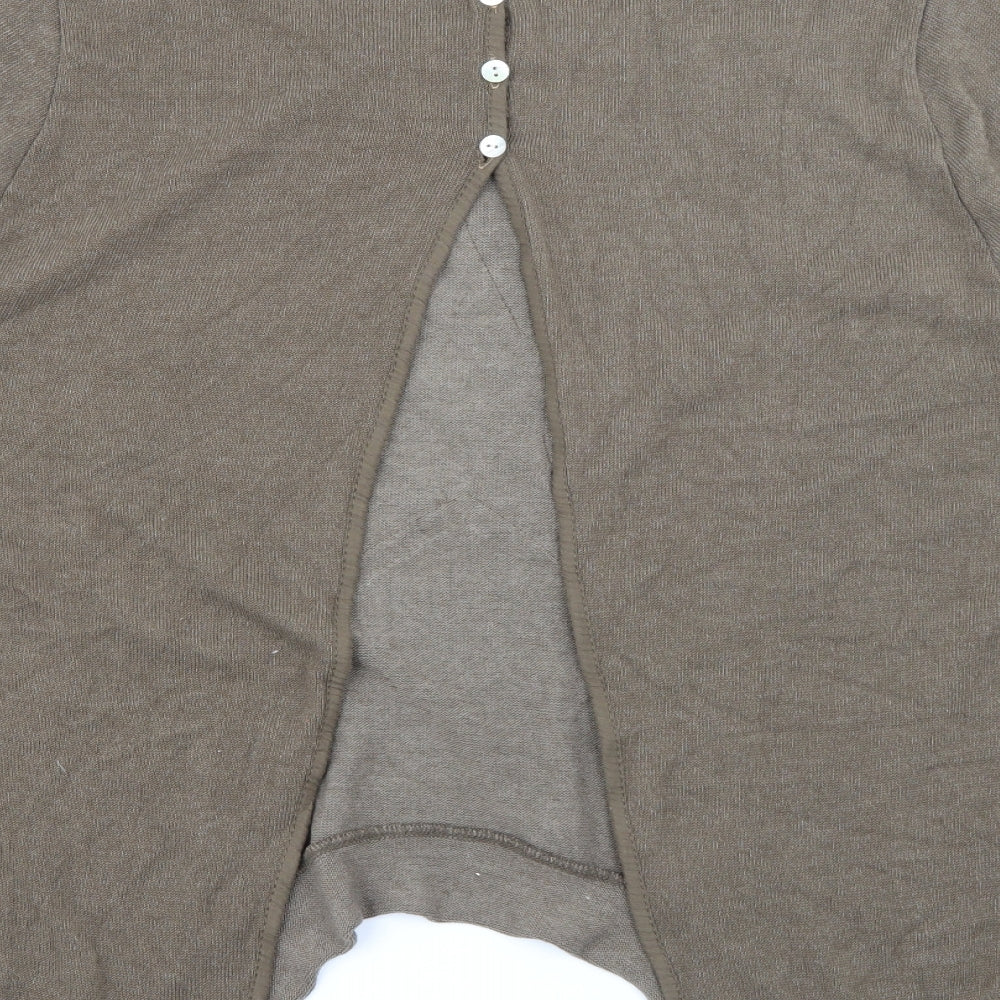 Preworn Womens Brown Scoop Neck Cotton Pullover Jumper Size 6 - Star