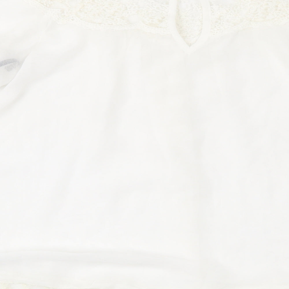 Atmosphere Womens Ivory Polyester Basic Button-Up Size 10 Round Neck