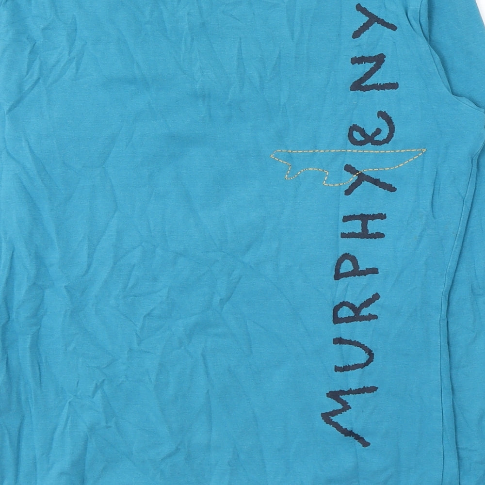Murphy & Nye Womens Blue Cotton Jersey T-Shirt Size L V-Neck