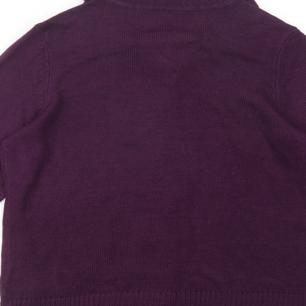 AproductZ Womens Purple Collared Acrylic Pullover Jumper Size 16