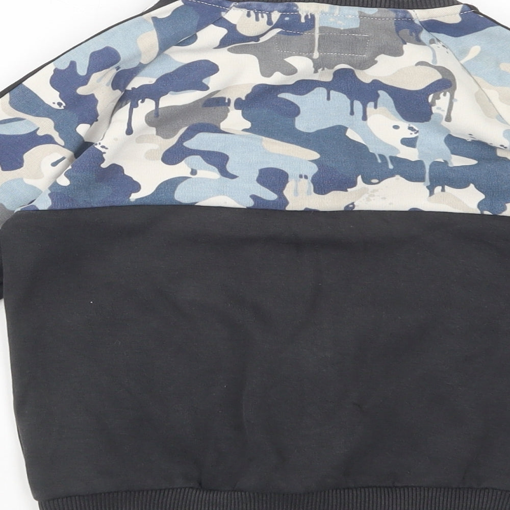 Next Boys Black Camouflage Cotton Full Zip Sweatshirt Size 5 Years Zip