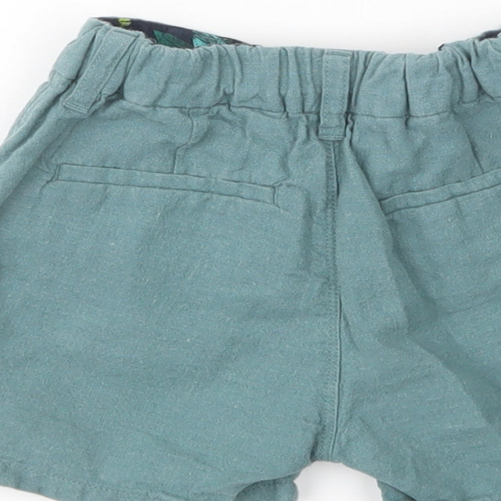 Next Baby Green Linen Cropped Trousers Size 12-18 Months Button