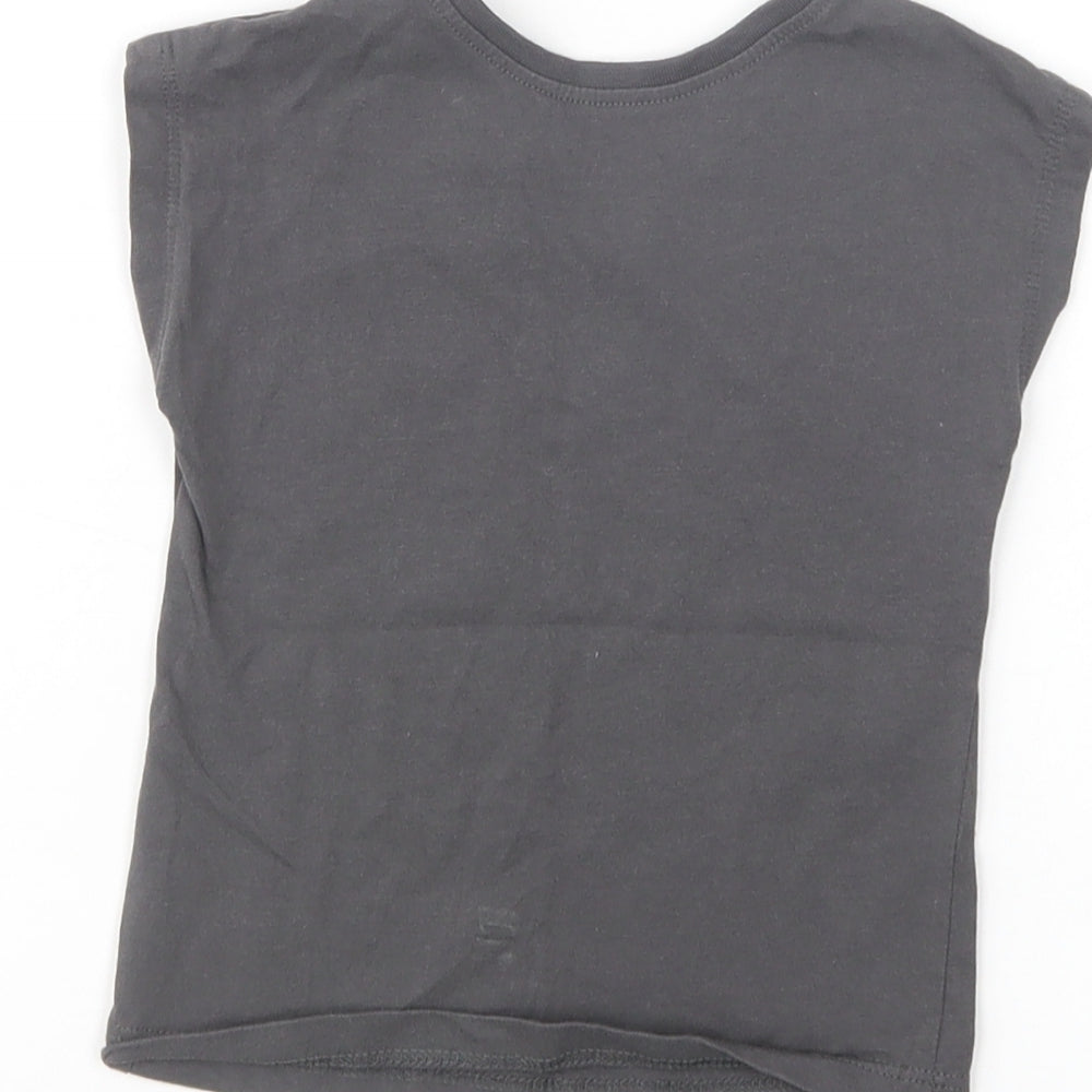 George Baby Grey Cotton Basic T-Shirt Size 9-12 Months Crew Neck Pullover - Be Happy