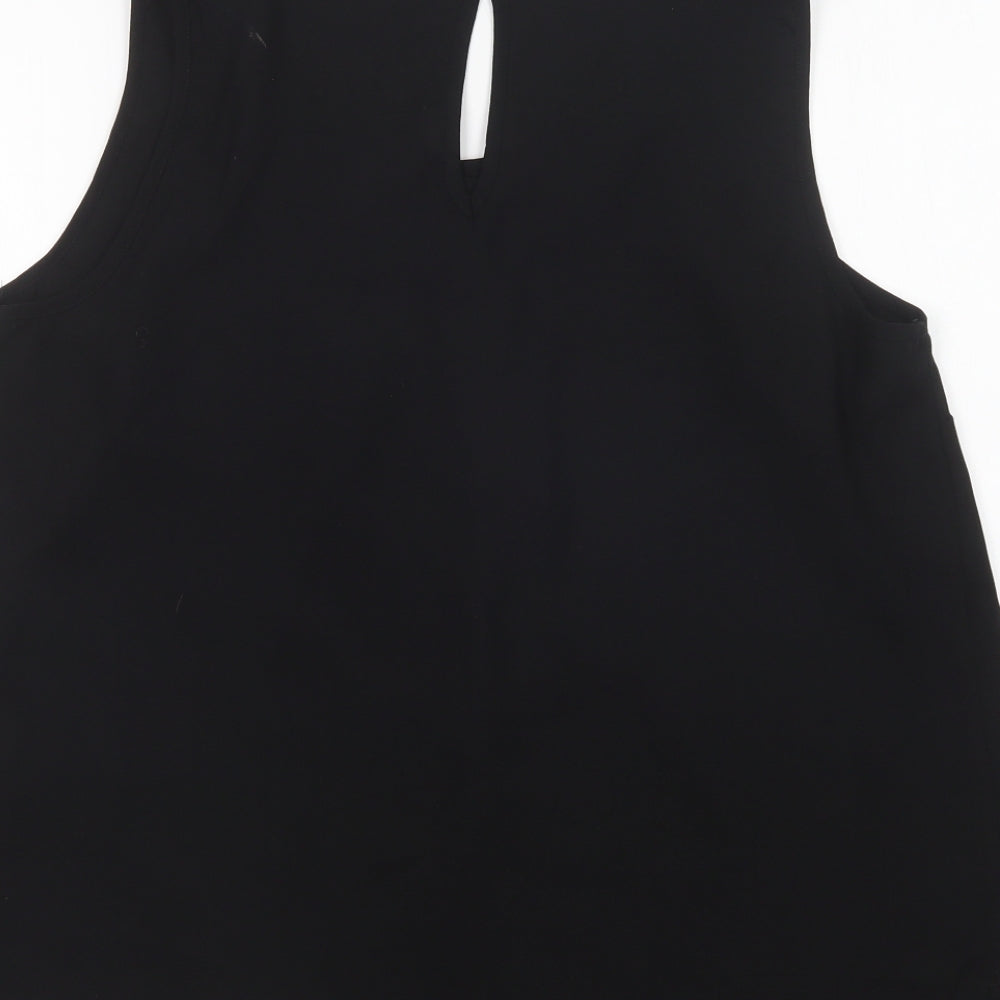 VERO MODA Womens Black Polyester Basic Blouse Size L Scoop Neck - Embellished Neckline