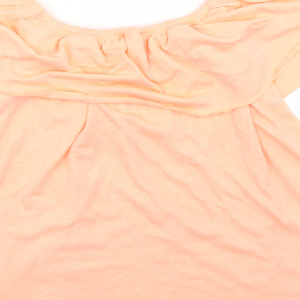 Candy Couture Girls Orange Polyester Basic T-Shirt Size 12 Years Off the Shoulder