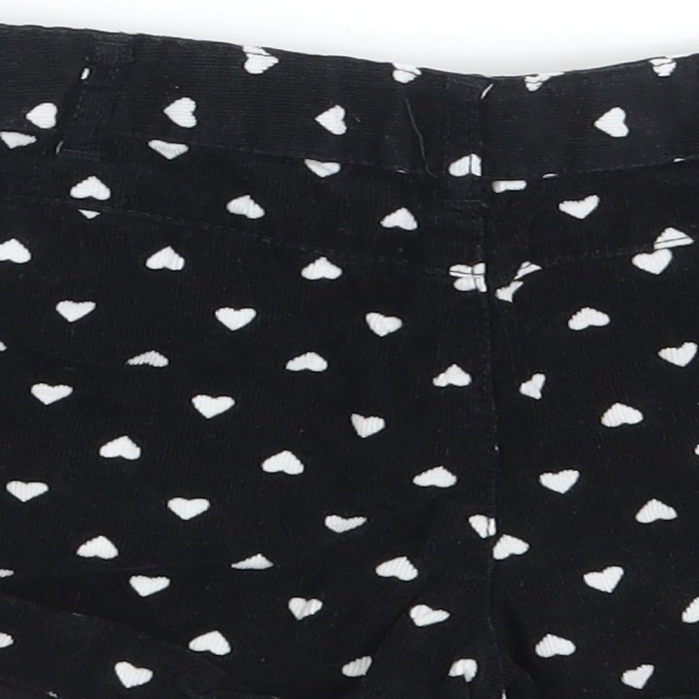 TU Girls Black 100% Cotton Hot Pants Shorts Slim Zip - Heart