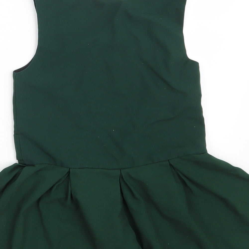 Banner Girls Green Polyester A-Line Size 5-6 Years Scoop Neck Button