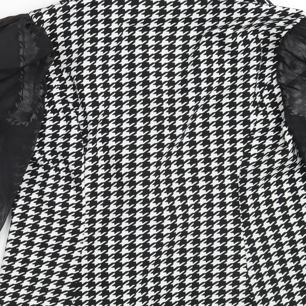 SheIn Womens Black Houndstooth Jacket Blazer Size M Button
