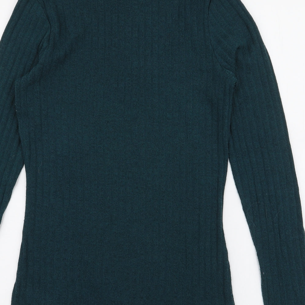 LTS Basics Womens Green Roll Neck Polyester Pullover Jumper Size XS