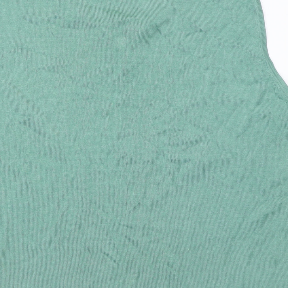 Preworn Womens Green V-Neck Cotton Vest Jumper Size 14