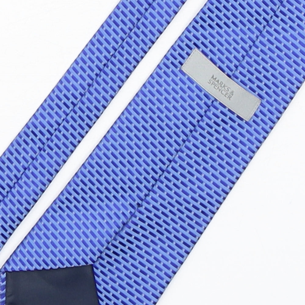 Marks & Spencer Mens Blue Striped Polyester Pointed Tie One Size
