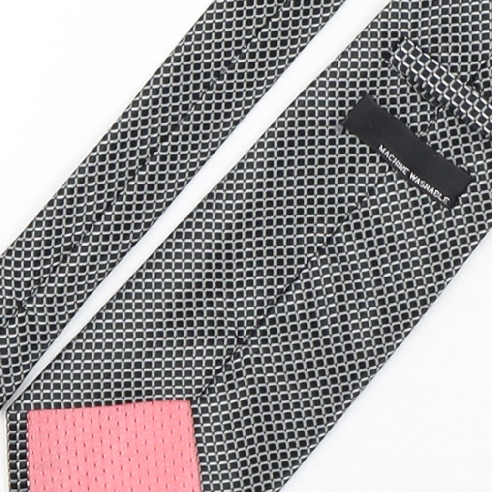BHS Mens Black Plaids & Checks Polyester Pointed Tie One Size